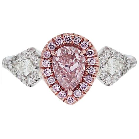 101 Carat Gia Cert Pink Pear Shape Diamond Two Color Gold Engagement