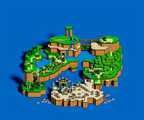 I made the whole Super Mario World map : VOXEL