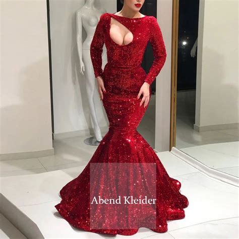 Long Sleeves Burgundy Mermaid Evening Dresses 2020 Sequin Dubai Saudi Arabia Formal Gowns Abiti