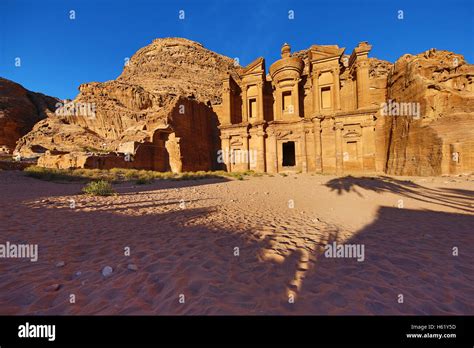 The Monastery Ad Deir In The Rock City Of Petra Jordan Stock Photo