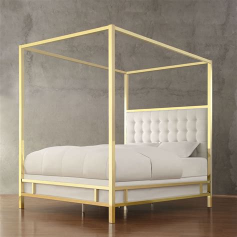 Gold Upholstered Canopy Bed Mercer41 Upholstered Canopy Bed And Reviews