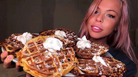 Asmr Crispy Waffle Mukbang Intense Eating Sounds Youtube