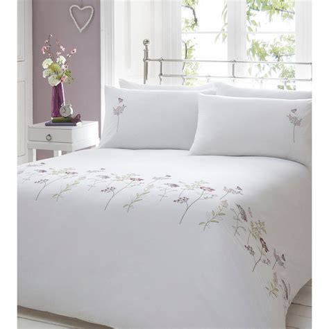 White Embroidered Floral Felicity Bedding Set At Bed