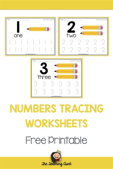 Free Numbers Tracing Worksheets From The Teaching Aunt Teaching Numbers