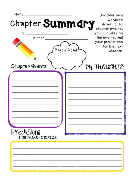 Free Printable Chapter Summary Template Printable Templates