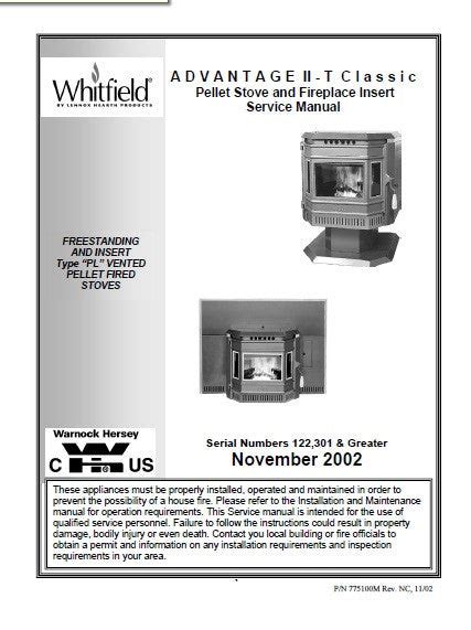 Whitfield Pellet Stove Instruction Manual