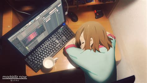 Female Anime Character Laying On Desk In Front Monitor And Keyboard Hd