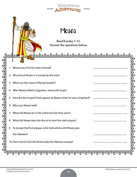 100 Bible Quizzes Activity Book Bible Lessons For Kids Printable