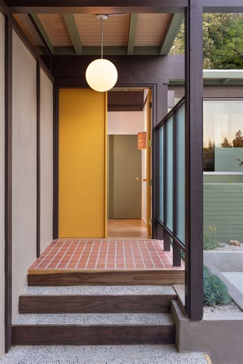 One area flows into another; Photo 2 of 16 in A Thoughtfully Restored Pasadena Post-and-Beam Lists… | Modern door, House ...