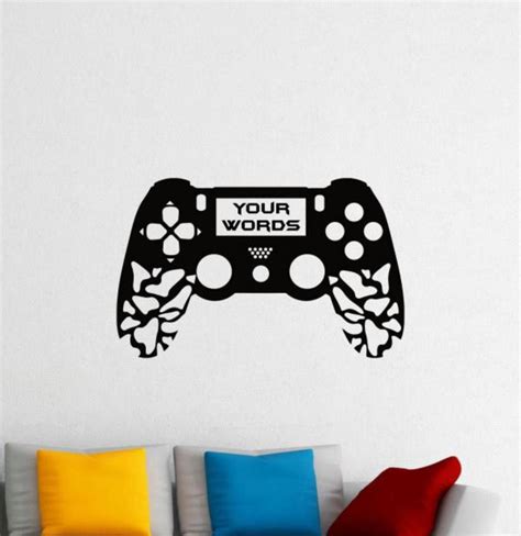 Custom Gamer Wall Decal Vinyl Sticker Personalized Name Controller Tag