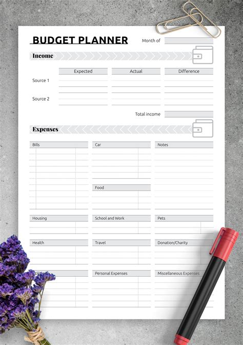 Household Budget Printable Simple Monthly Budget Template Chartslity