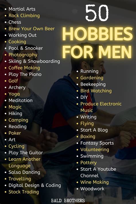 The Top 50 Hobbies For Men List Is Shown In Front Of A Table With