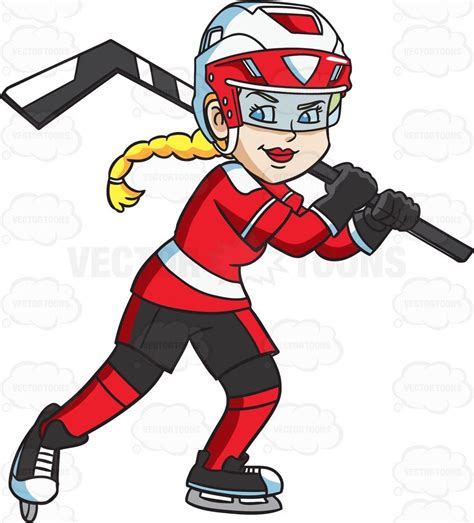 A Happy Female Hockey Player • Vector Graphics •