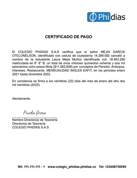 Certificado De Pago 04 Phidias Plantillas