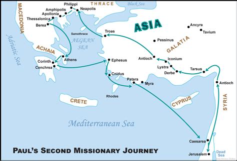 Pauls Second Missionary Journey New Testament Maps Bible History