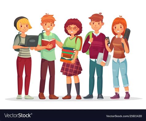 Teenagers Students Group Young Teens Highschool Smiling Student