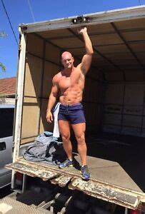 Shirtless Male Beefcake Muscular Beefy Mover Shave Head Shorts PHOTO X C EBay
