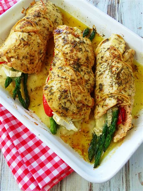 Drain and immediately place asparagus in ice water. Chicken Rolls with Asparagus, Red Pepper and Brie - Proud ...