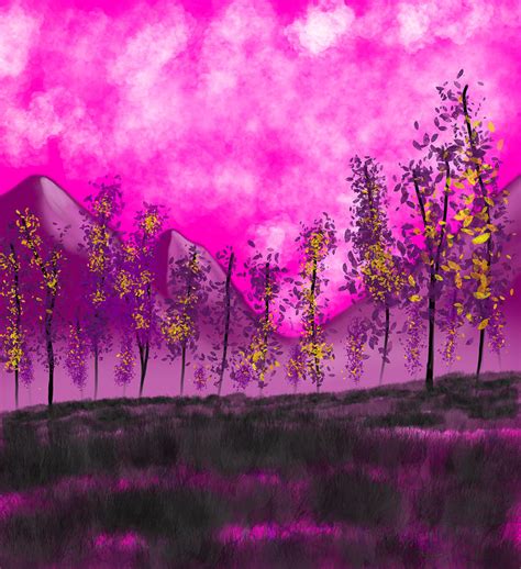 Pink Mountain Landscape Digital Art By Gabi Kinnick