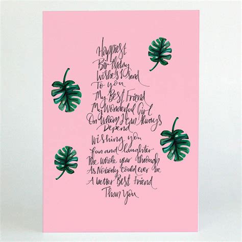 Choose the best birthday wishes to greet your near and dear. Best Friend Poem Birthday Card By De Fraine Design London ...