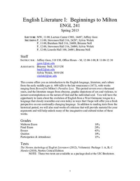 Pdf English Literature I Beginnings To Milton Engl 241 Brianna