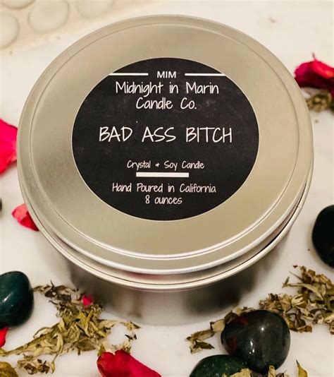 bad ass bitch self worth candle carnelian and malachite crystal etsy
