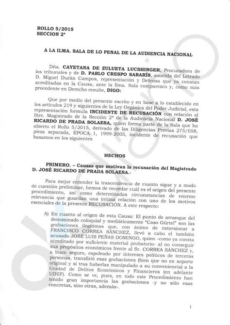 All professional baseball statistics for ricardo crespo. Abogados de Gürtel recusan al juez De Prada por los ...