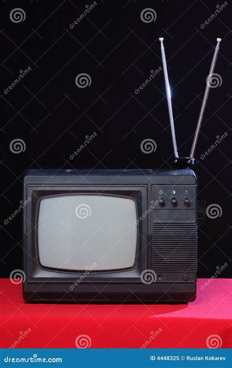 Old Television Set Stock Image Image Of Antenna Line 4448325