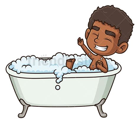 Black Boy Taking A Bath Cartoon Clipart Vector Friendlystock