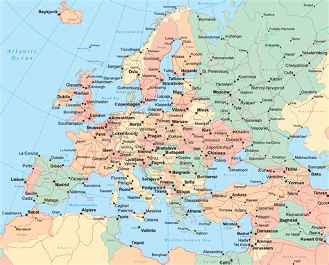 Large Detailed Political Map Of Europe Europe Mapsland Maps Of