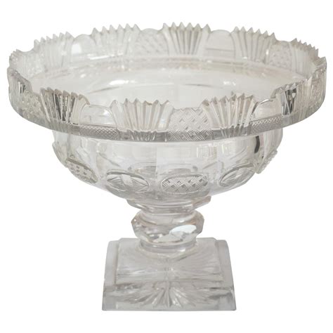 Antique Irish Large Clear Cut Crystal Bowl For Sale At 1stDibs