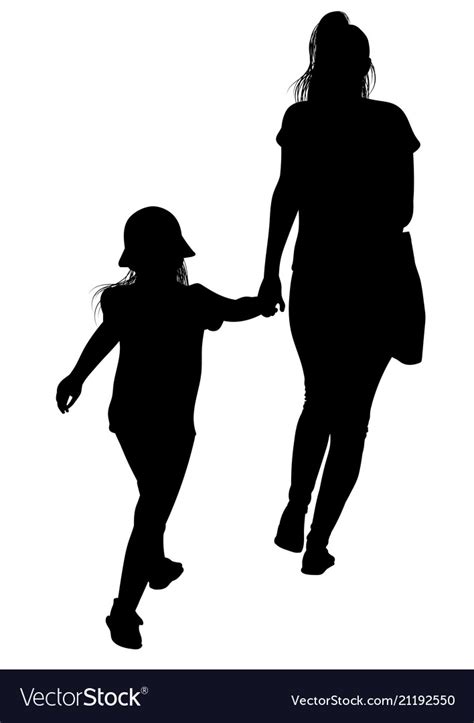 Silhouette A Mother With Her Daughter Royalty Free Vector