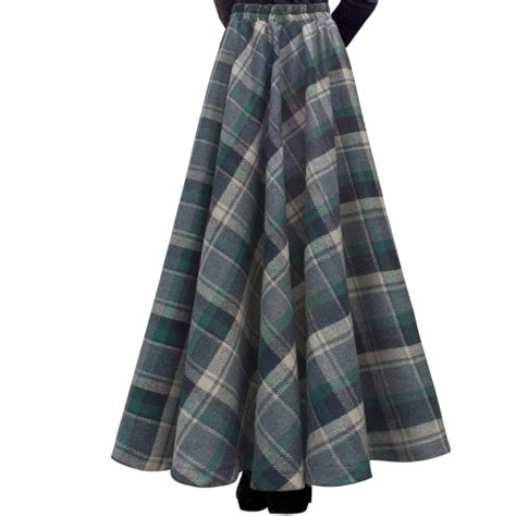 maxi thick a line skirts for women elastic waist winter plaid woolen skirts review ⋆