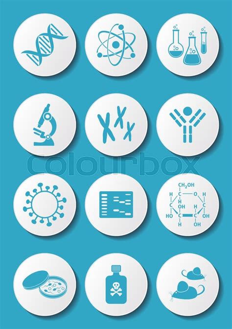 Blue Molecular Biology Science Icons Stock Vector Colourbox