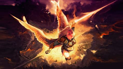 Gold Angel Fantasy Girl With Wings 4k Wallpaperhd Fantasy Girls