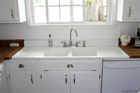 Choosing sink or kitchen sink with drainboard is usually about a priority of the workspace. Remodelaholic | Country Kitchen With DIY Reclaimed Wood ...