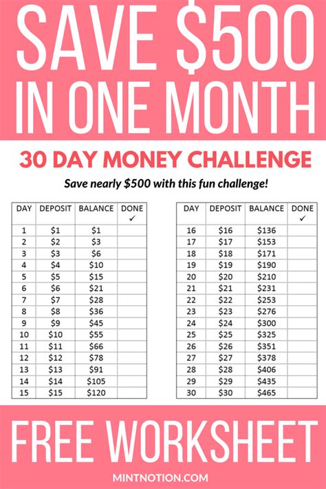 Money Challenge How To Save 500 In 30 Days Saving Money Budget Money Challenge Money