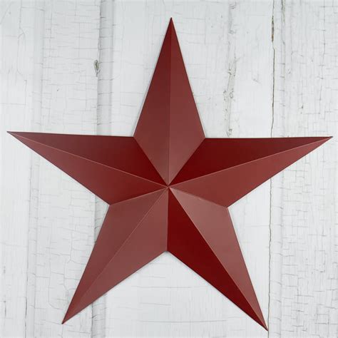 X large barn star with a distressed peeling mustard yellow paint finish. 24" Large Red Tin Barn Star - Barn Stars - Primitive Decor