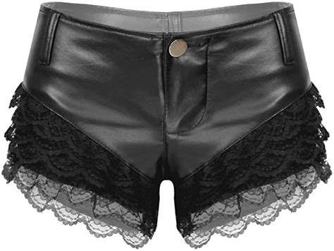 iiniim woman low waist wet look faux patent leather booty shorts rave nigh club outfits amazon