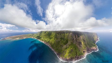 Molokai Sea Cliffs And Kalaupapa Peninsula Panorama