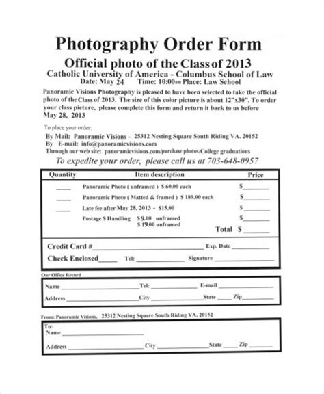 sample  printable order form  examples  word
