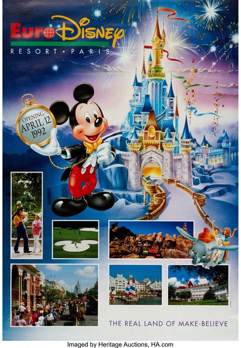 Euro Disney Resort Pre Opening Poster Walt Disney 1992 Lot
