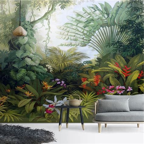 Beibehang Custom High Quality 3d Wallpaper Mural Hand Painted Tropical