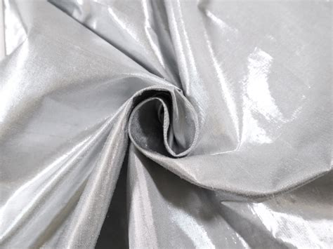 Metallic Silk Shantung In Silver Bandj Fabrics