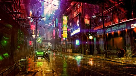 1366x768 Futuristic City Cyberpunk Neon Street Digital Art 4k 1366x768