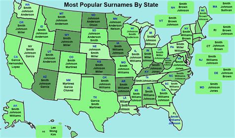Most Popular Surnames In The Us By State The Bull Elephant