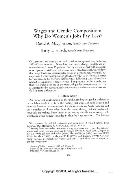 pdf wages and gender composition why do women s jobs pay less