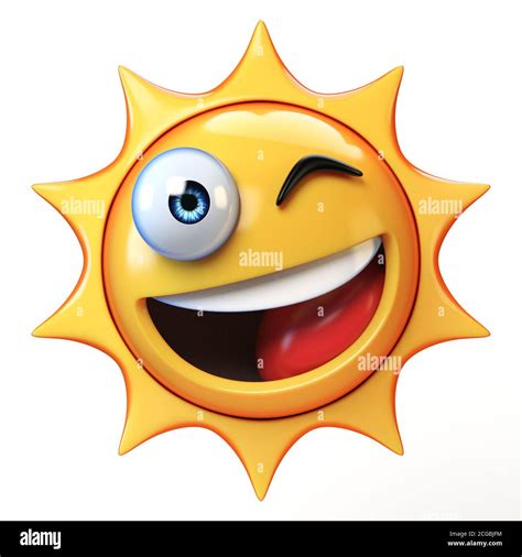 Cartoon Sol Emoji Aislado Sobre Fondo Blanco Sol Emoticono Renderizado
