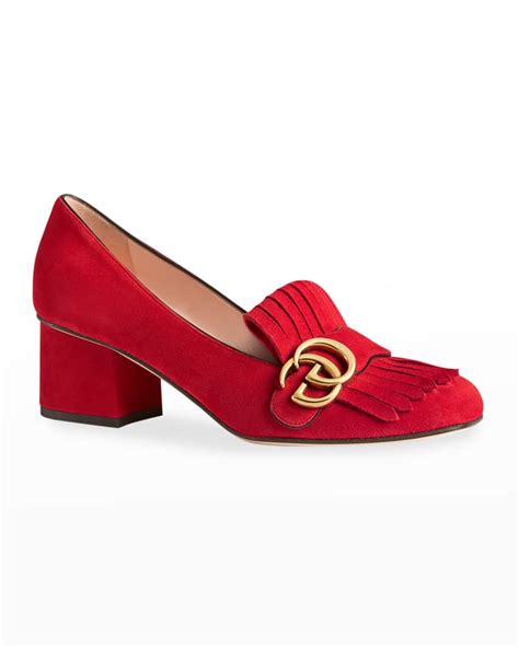 Gucci Marmont Fringe Suede 55mm Loafers Neiman Marcus