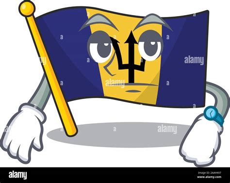 Bandera De Barbados Con El Personaje De Dibujos Animados En Espera Imagen Vector De Stock Alamy